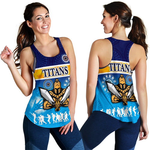 Gold Coast Women Racerback Tank Titans Gladiator Anzac Day 2021 Version - Indigenous - Vibe Hoodie