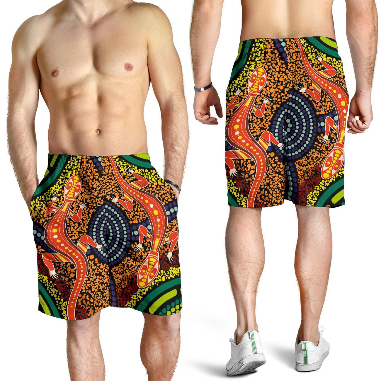 1st-australia-men-shorts-aboriginal-two-lizards-dot-painting-circle
