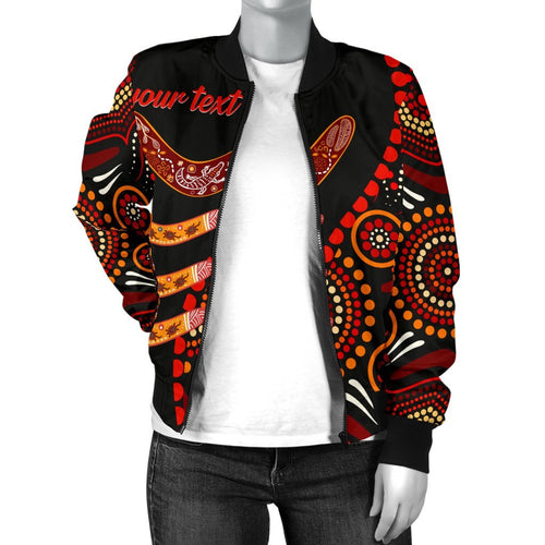 aboriginal-personalised-womens-bomber-jacket-aboriginal-boomerangs-with-dot-painting-pattern