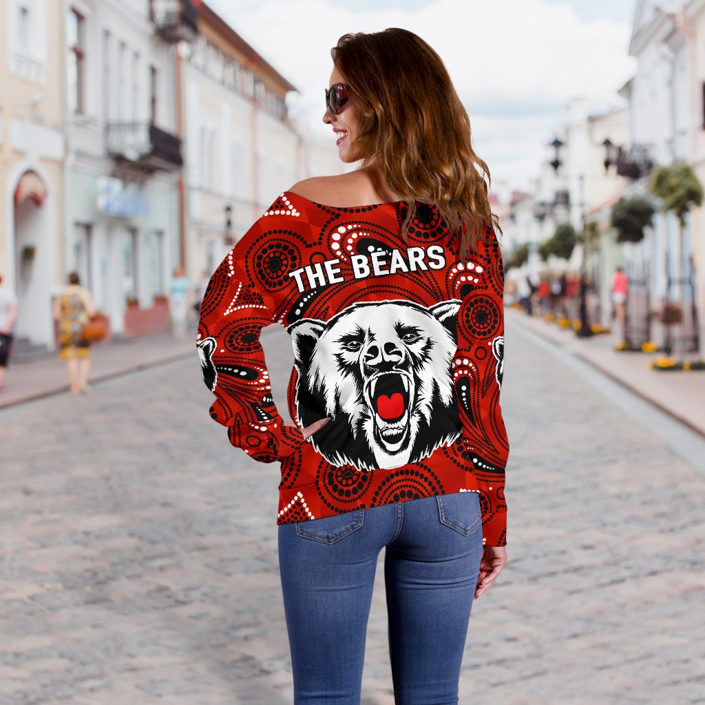 North Sydney Women's Off Shoulder Sweater The Bears Indigenous - Vibe Hoodie