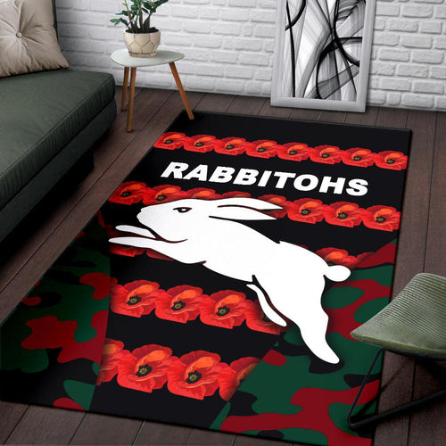 south-sydney-rabbitohs-area-rug-anzac-day-poppy-flower-vibes