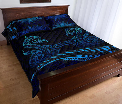 aotearoa-quilt-bed-set-blue-maori-manaia-with-silver-fern