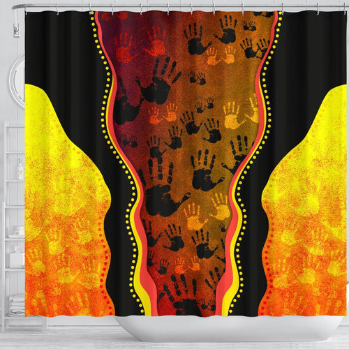 shower-curtain-aboriginal-rock-painting-hand-art-golden-style