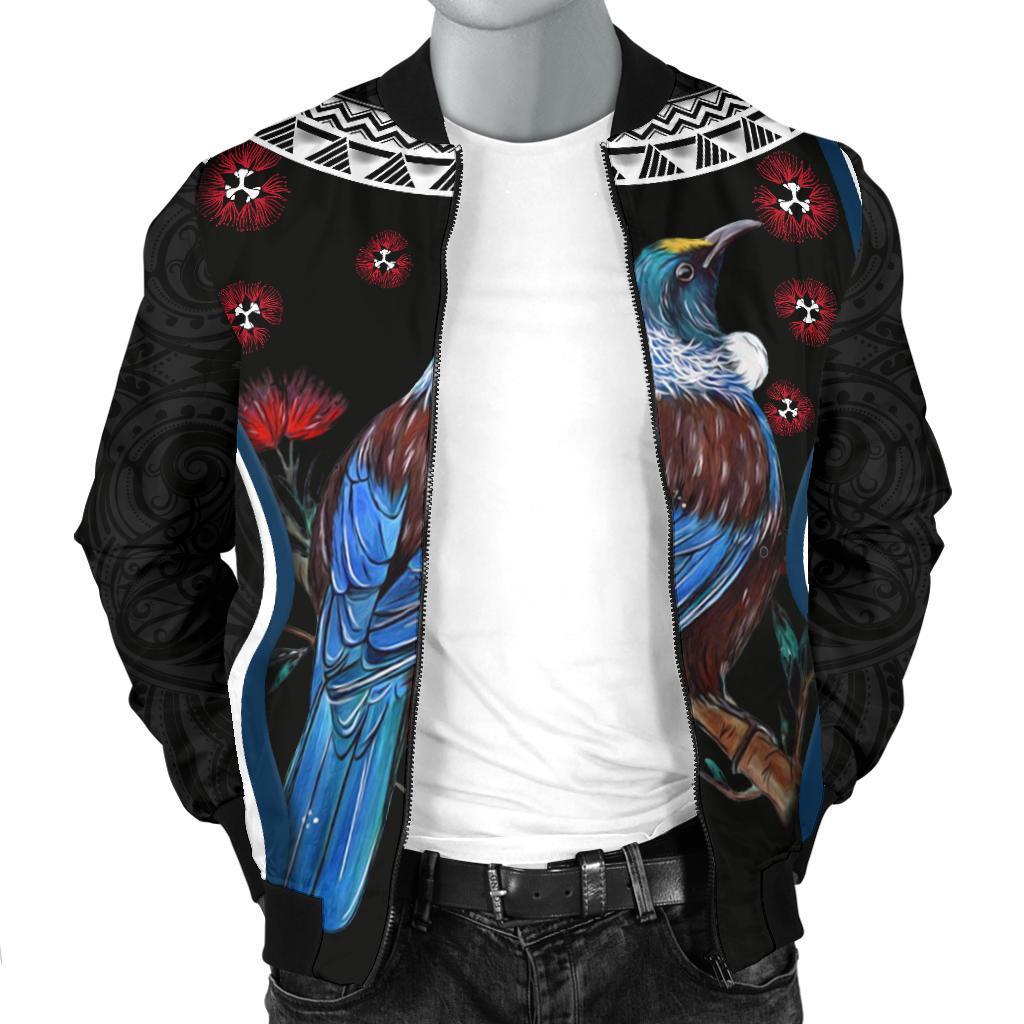 new-zealand-tui-bird-men-bomber-jacket-pohutukawa-black