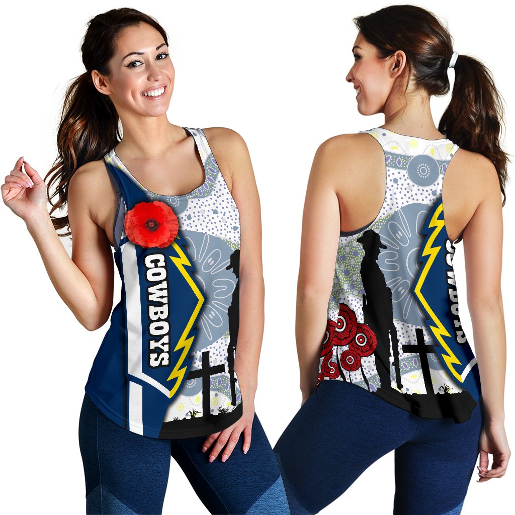 Cowboys Women's Racerback Tank North Aboriginal Anzac Day - Vibe Hoodie