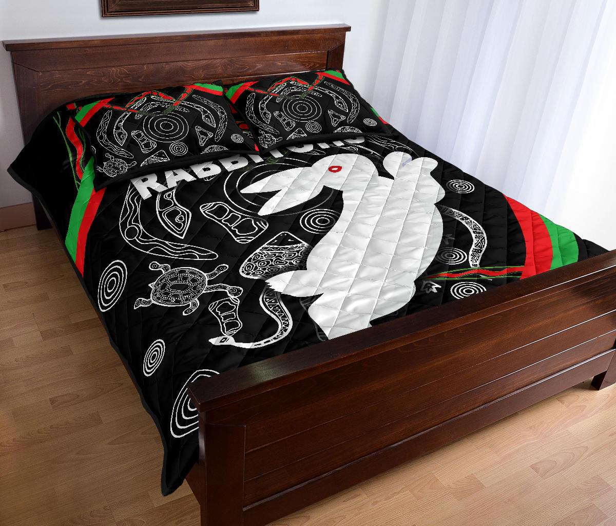 rabbitohs-quilt-bed-set-indigenous-mystery-vibes