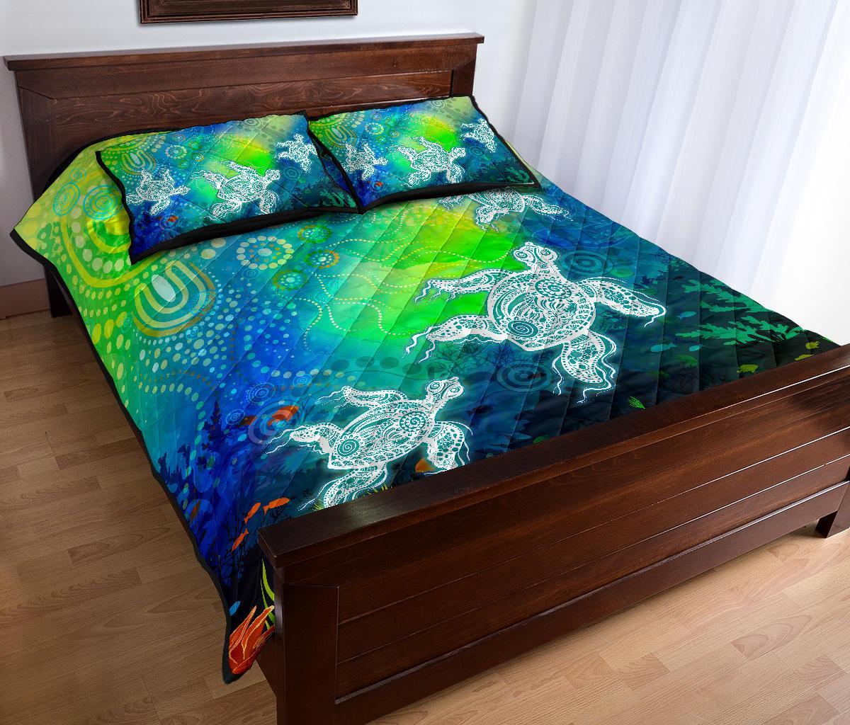 custom-text-aboriginal-quilt-bed-set-indigenous-turtle-ocean-dot-painting-art