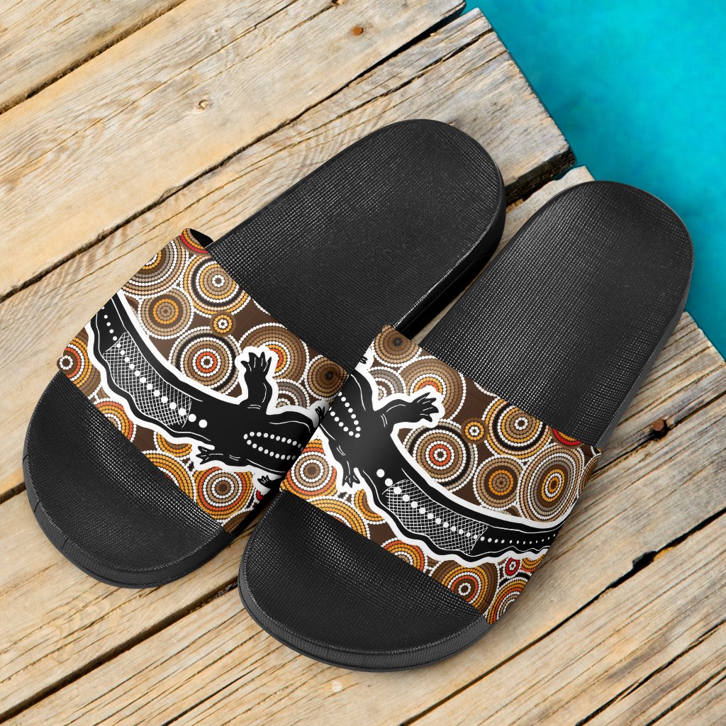 aboriginal-slide-sandals-aboriginal-crocodile-circle-dot-painting