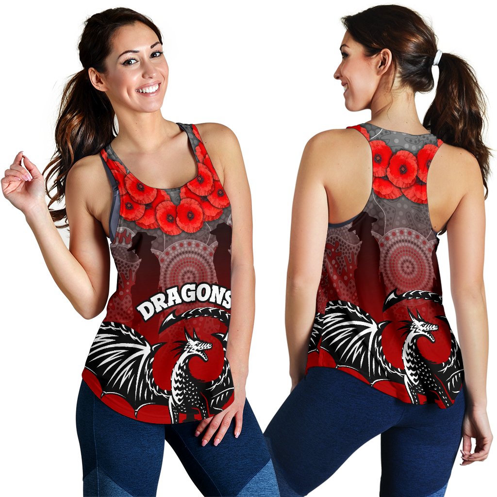 Dragons Women's Racerback Tank St. George Anzac Day - Vibe Hoodie