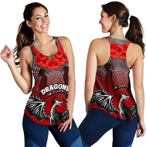 Dragons Women's Racerback Tank St. George Anzac Day - Vibe Hoodie