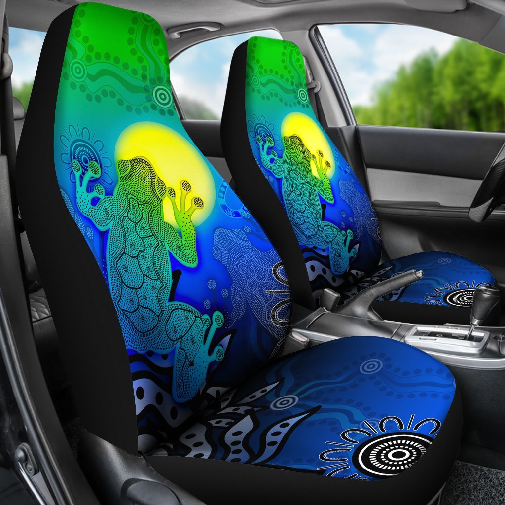 aboriginal-car-seat-covers-indigenous-frog-blue
