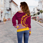 Brisbane Broncos Women's Off Shoulder Sweater - Vibe Hoodie