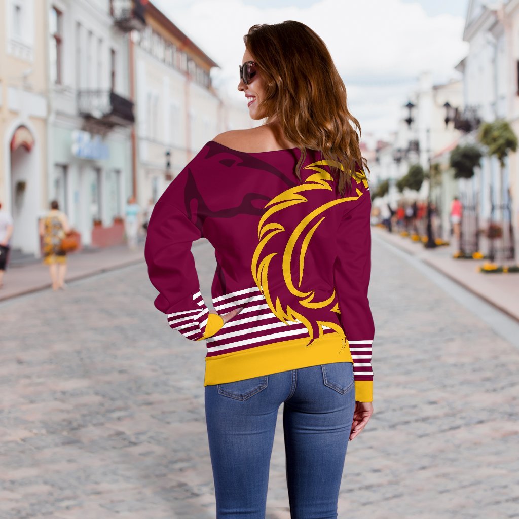 Brisbane Broncos Women's Off Shoulder Sweater - Vibe Hoodie