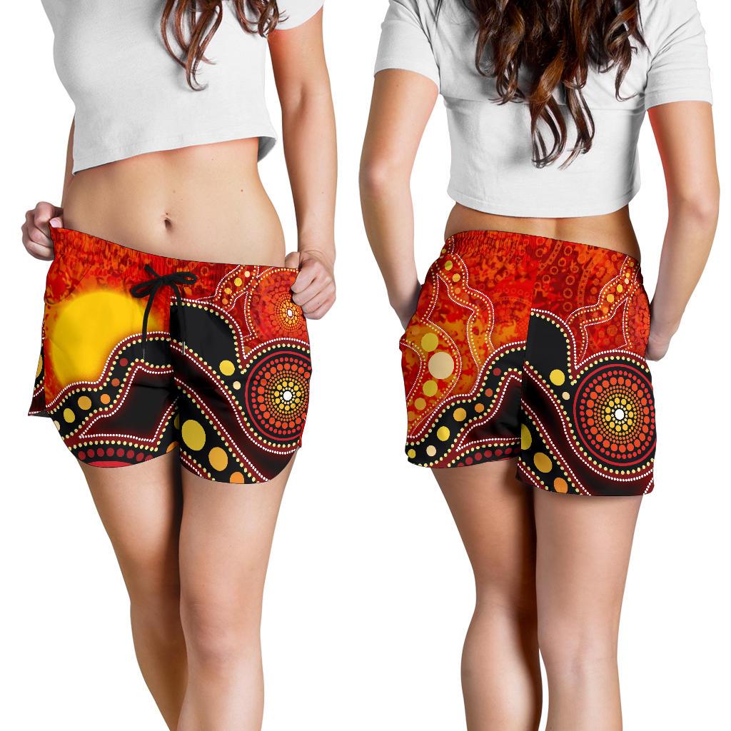 Aboriginal Women's Shorts, Aboriginal Lives Matter Flag Dot Painting Art - Vibe Hoodie