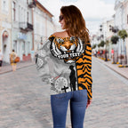 (Custom Personalised) Tigers Women's Off Shoulder Sweater Wests Anzac Day Tiger Skin Style - Vibe Hoodie