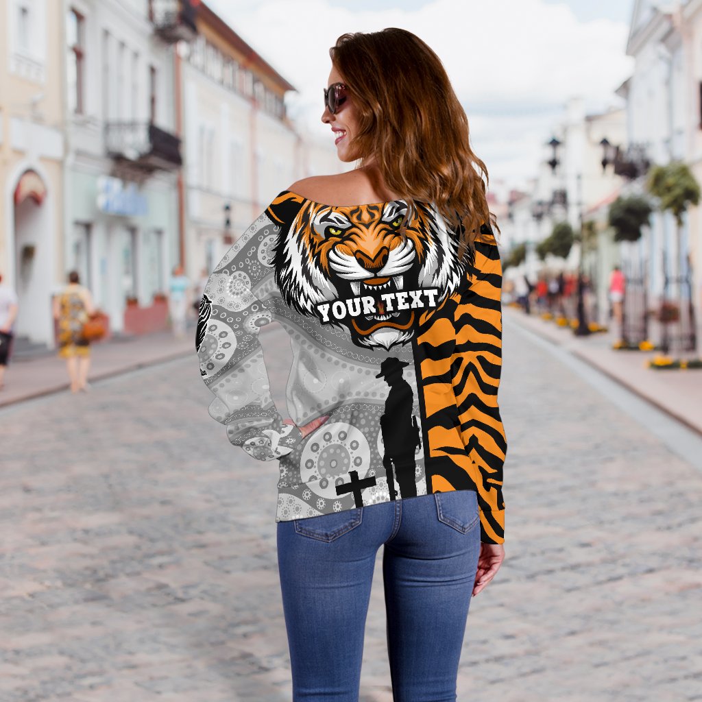(Custom Personalised) Tigers Women's Off Shoulder Sweater Wests Anzac Day Tiger Skin Style - Vibe Hoodie