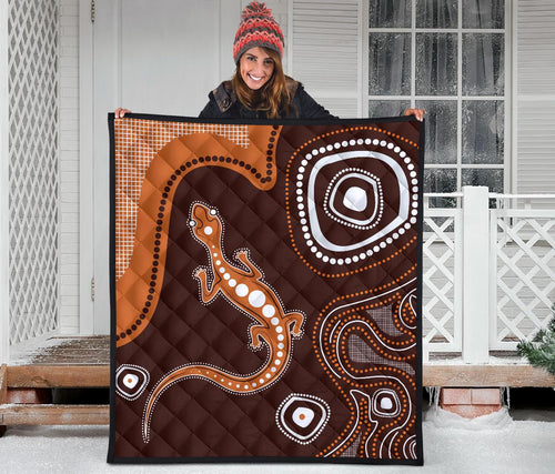 aboriginal-premium-quilt-australia-orange-lizard-aboriginal-art-1