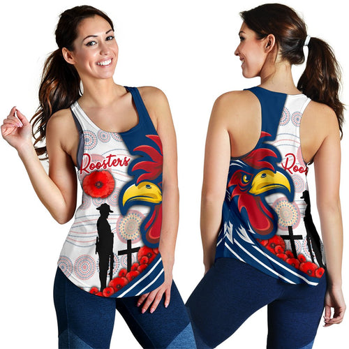 Australia Roosters Women's Racerback Tank Anzac Day - Three Tiles Style - Vibe Hoodie