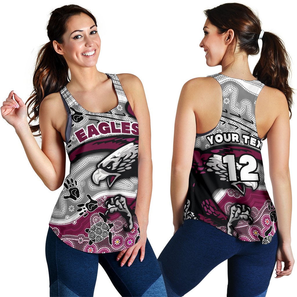 (Custom Personalised) Sea Eagles Women's Racerback Tank Aboriginal style - Vibe Hoodie
