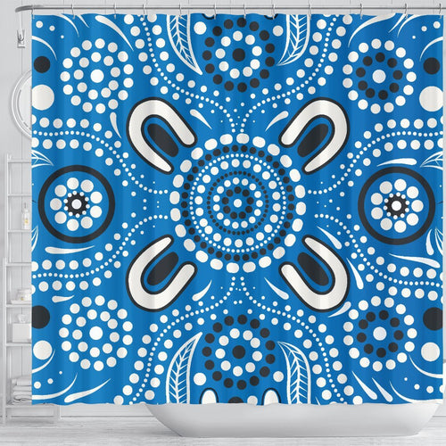 aboriginal-shower-curtain-indigenous-circle-dot-painting-blue-color