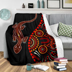aboriginal-premium-blanket-aboriginal-lizard-with-dot-painting-pattern