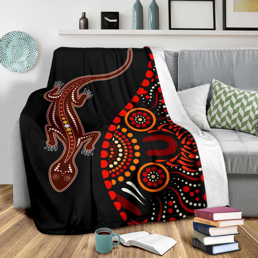aboriginal-premium-blanket-aboriginal-lizard-with-dot-painting-pattern