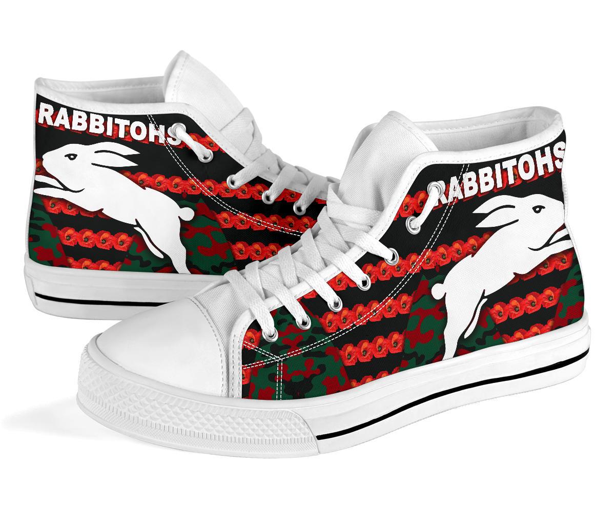 south-sydney-rabbitohs-high-top-shoe-anzac-day-poppy-flower-vibes