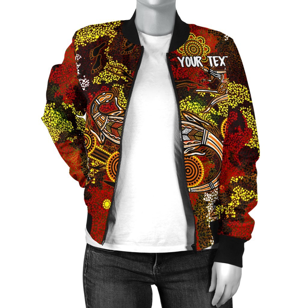 custom-aboriginal-womens-bomber-jacket-kangaroo-and-lizard-dot-painting-art