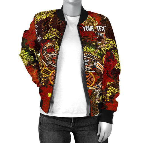 custom-aboriginal-womens-bomber-jacket-kangaroo-and-lizard-dot-painting-art