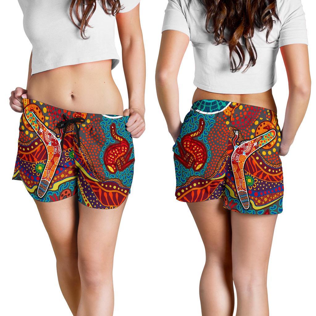 Aboriginal Women's Shorts - Indigenous Boomerang - Vibe Hoodie