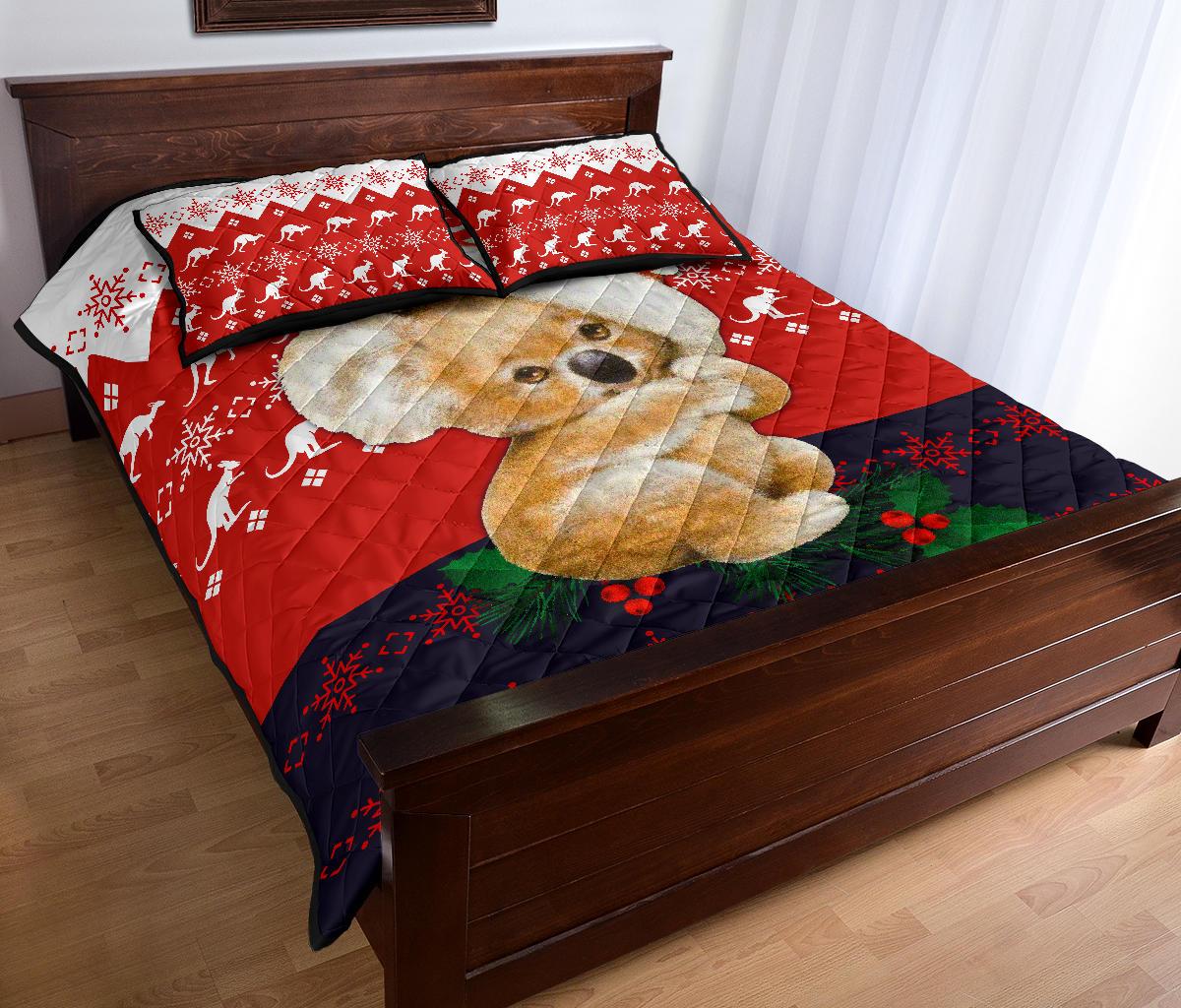 christmas-quilt-cover-set-koala-bed-set-kangaroo-symbol-snowflakes