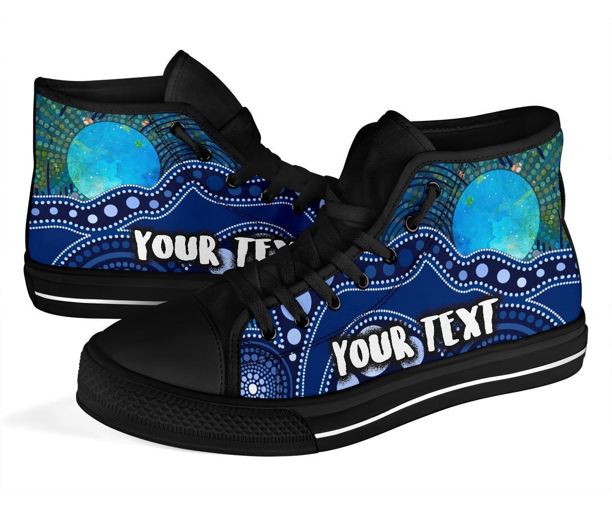 custom-textaboriginal-high-top-shoes-australia-indigenous-flag-circle-dot-painting-art-blue