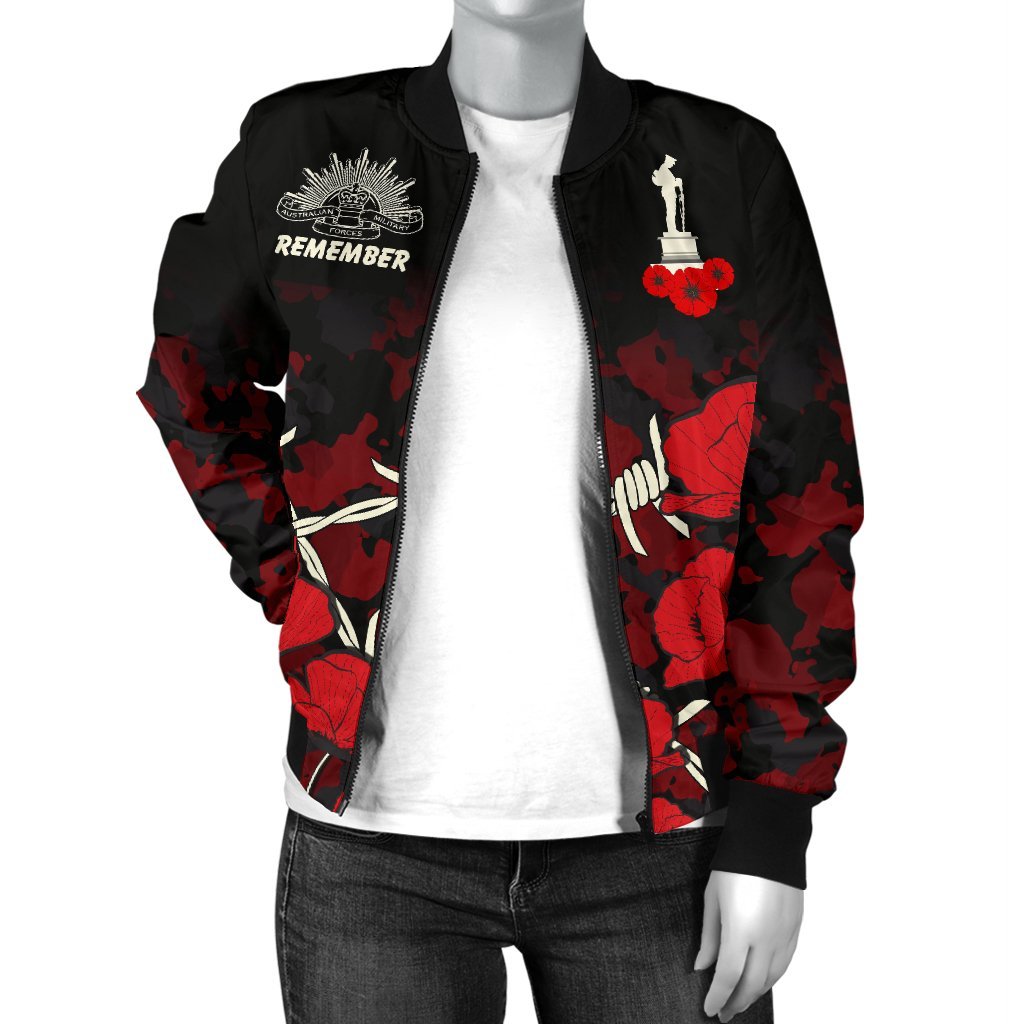 anzac-womens-bomber-jacket-anzac-with-remembrance-poppy-flower-ver2