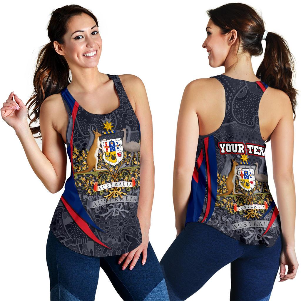 (Custom Text) Racerback Tank - Australia Coat of Arms Aussie Spirit - Women - Vibe Hoodie