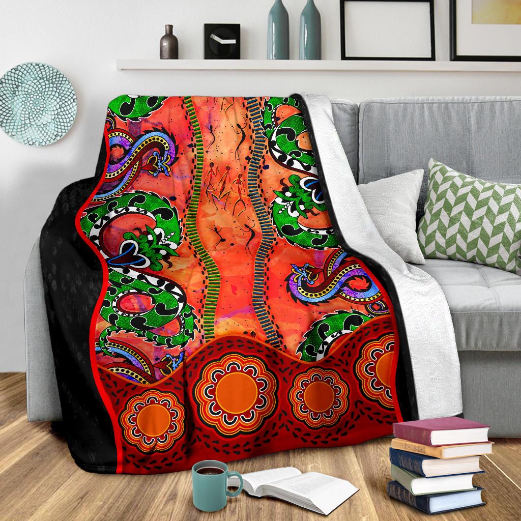 aboriginal-premium-blanket-aussie-indigenous-patterns-orange