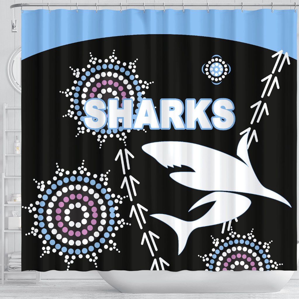cronulla-shower-curtain-sharks-simple-indigenous-black