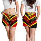 Aboriginal Women's Shorts -  Indigenous Flag With Footprint Hand Art- - Vibe Hoodie
