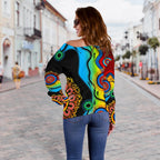 Off Shoulder Sweater - Aboriginal Sweater Blue Dream - Vibe Hoodie