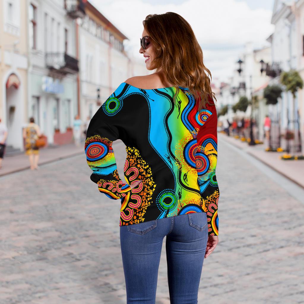 Off Shoulder Sweater - Aboriginal Sweater Blue Dream - Vibe Hoodie