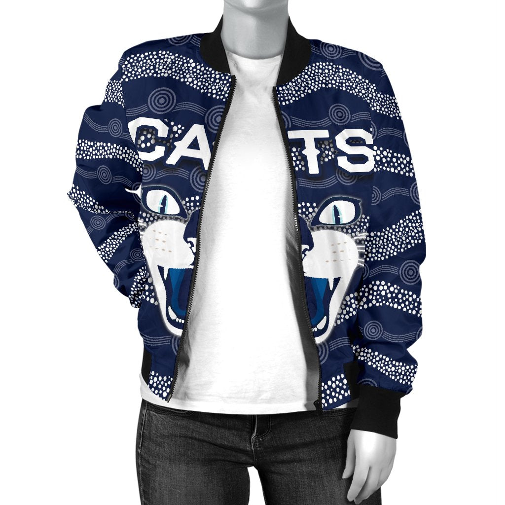 geelong-women-bomber-jacket-cats-indigenous-navy