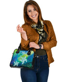 [Custom Text] Aboriginal Shoulder Handbag -  Indigenous Turtle Ocean Dot Painting Art - Vibe Hoodie
