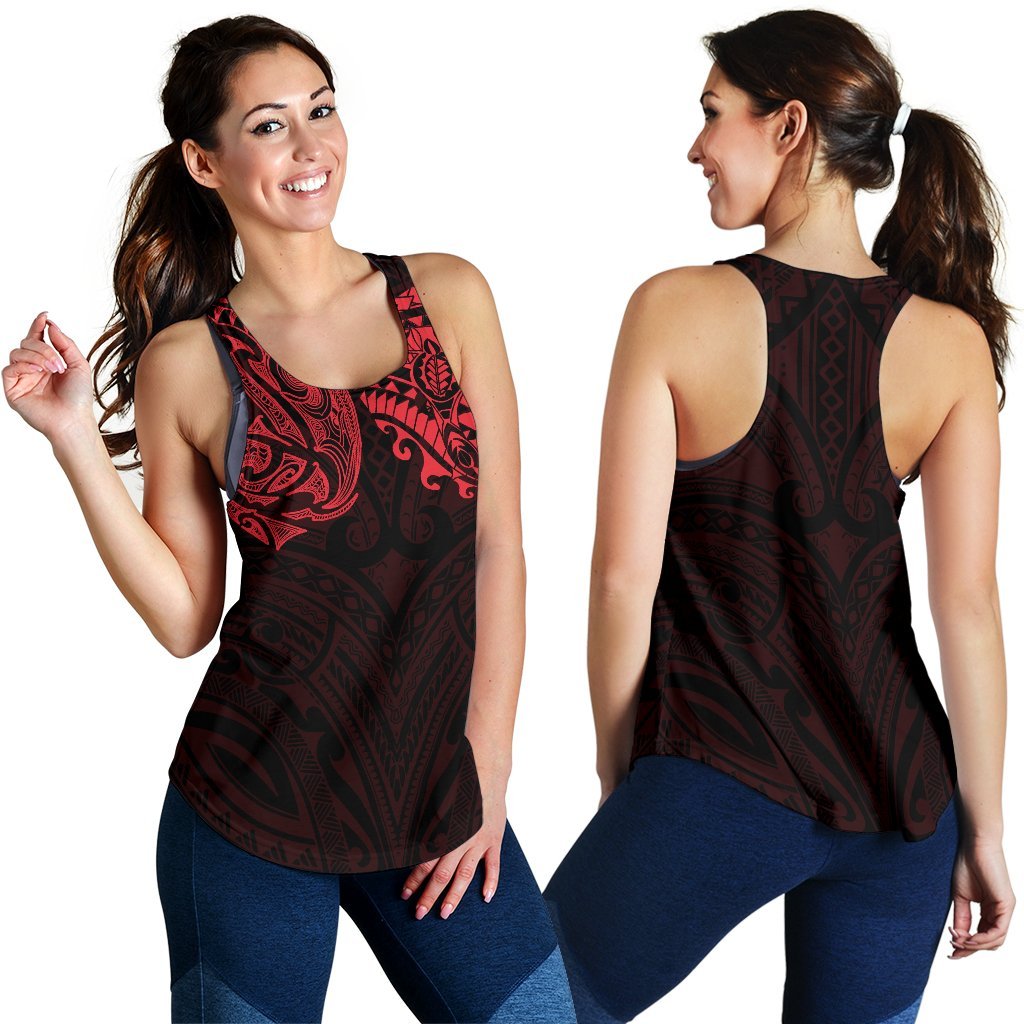New Zealand Women'S Racerback Tank, Maori Polynesian Tattoo Red - Vibe Hoodie