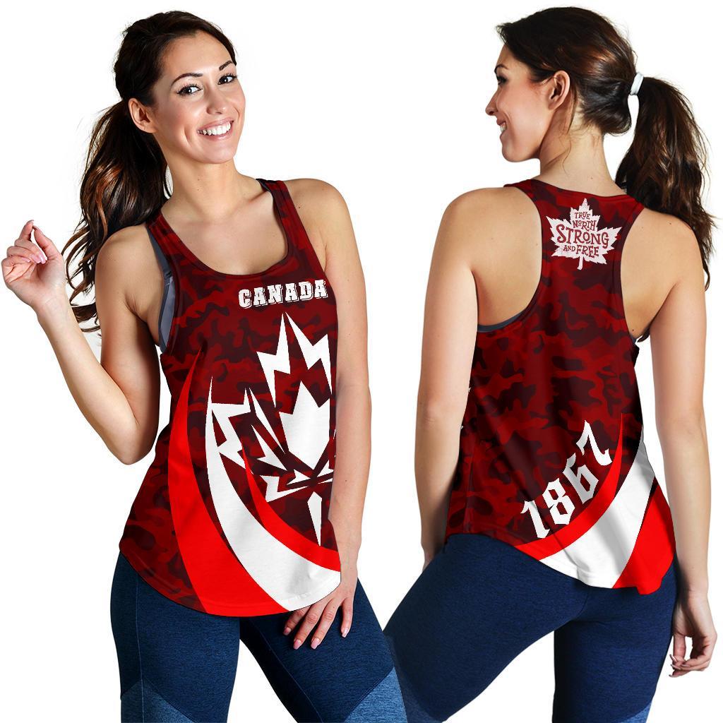 Canada - True North Strong And Free Racerback Tank - Vibe Hoodie