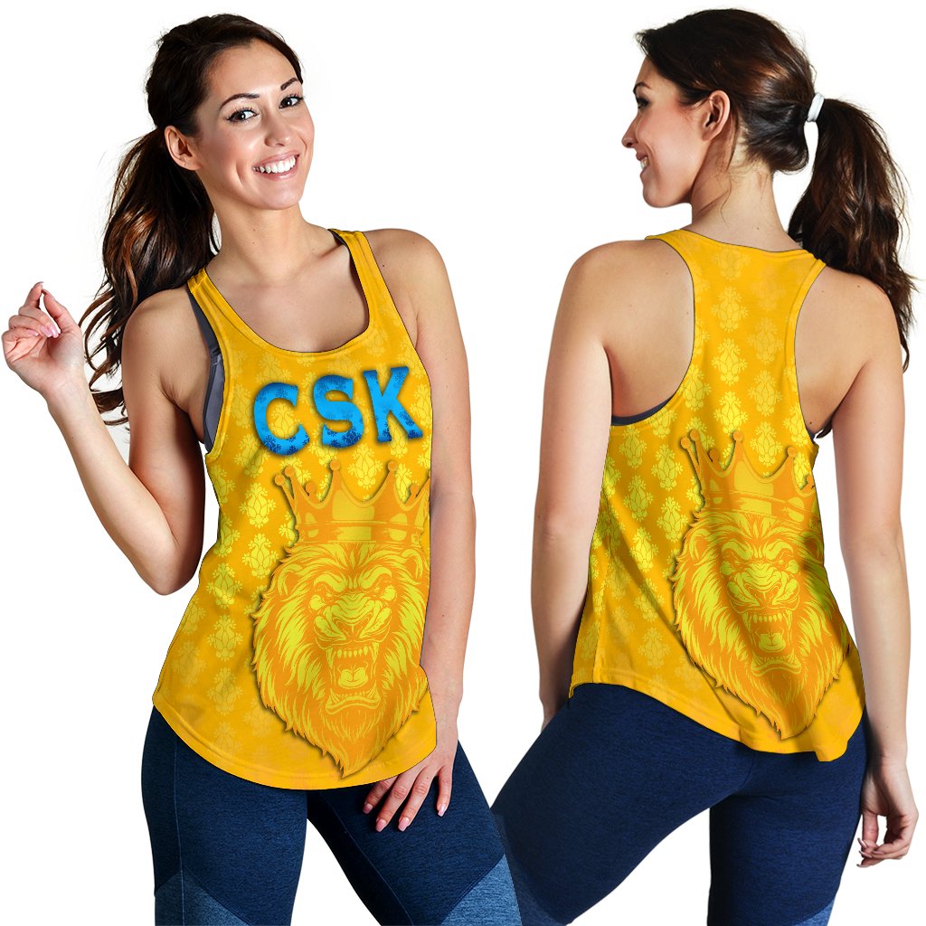 CSK Women Racerback Tank Cricket Traditional Pride - Yellow - Vibe Hoodie