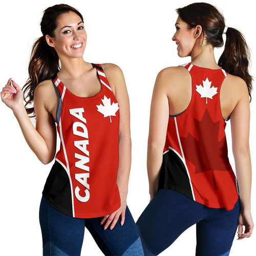 Canada Women'S Racerback Tank - Canadian Maple Leaf Sport Style - Vibe Hoodie
