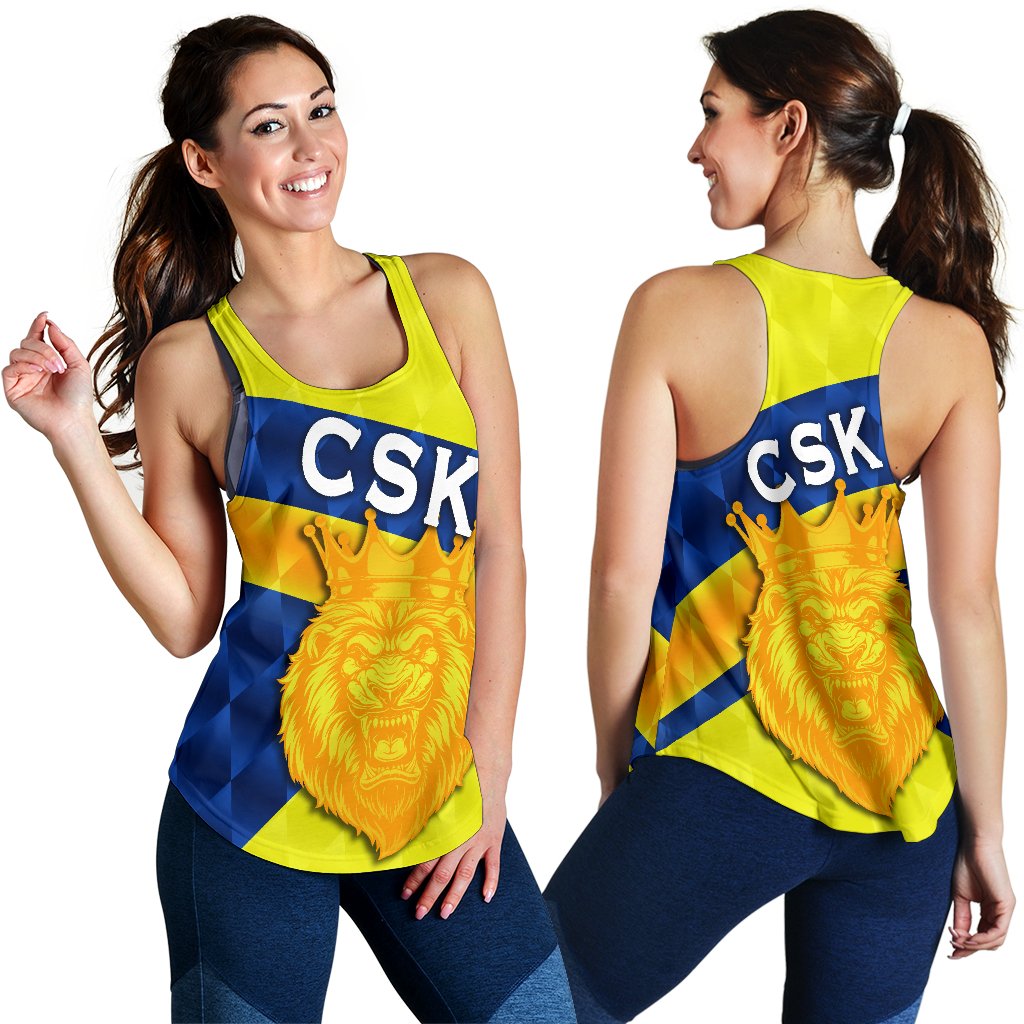 CSK Women Racerback Tank Cricket Sporty Style - Vibe Hoodie