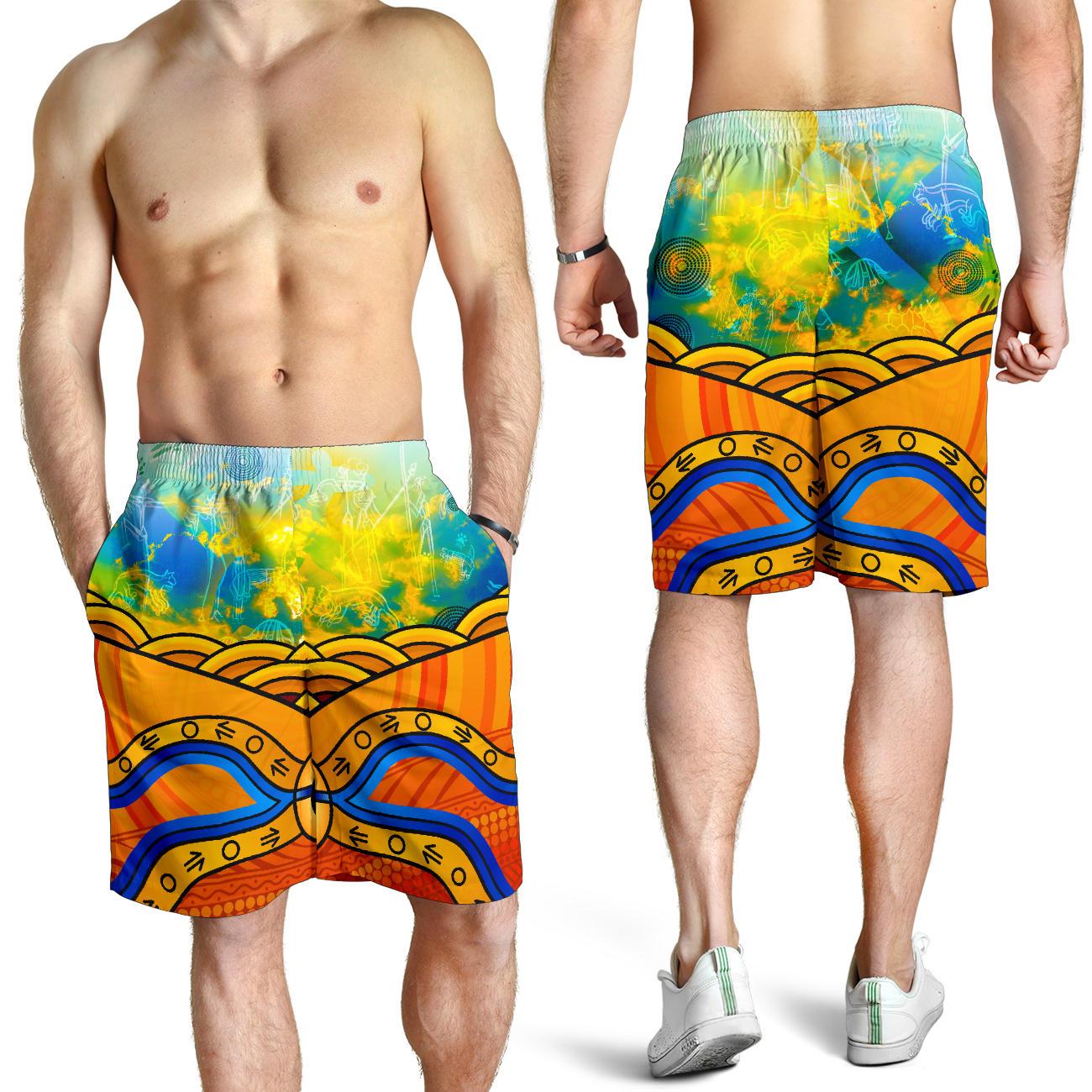 aboriginal-mens-shorts-australia-kangaroo-sky