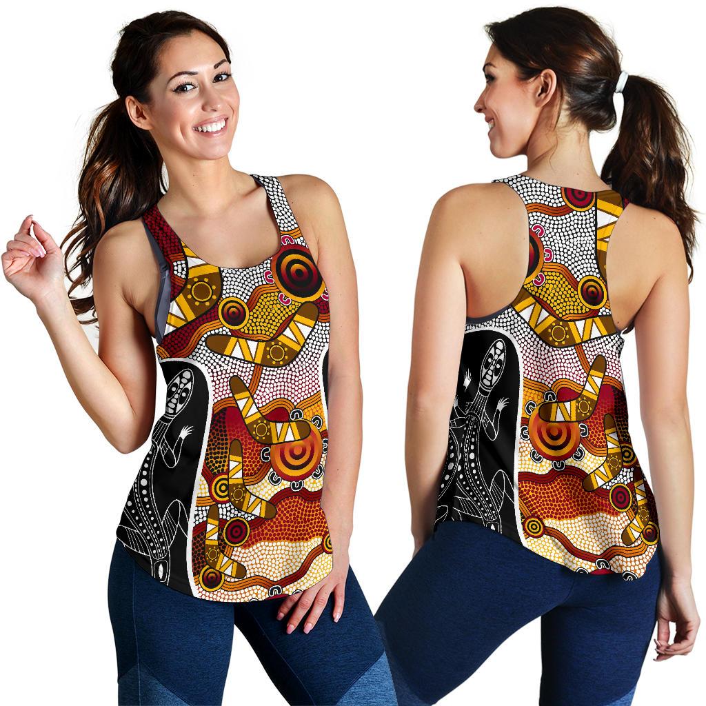 Racerback Tank - Aboriginal Dot Painting Lizard Tank - Women - Vibe Hoodie