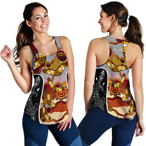 Racerback Tank - Aboriginal Dot Painting Lizard Tank - Women - Vibe Hoodie