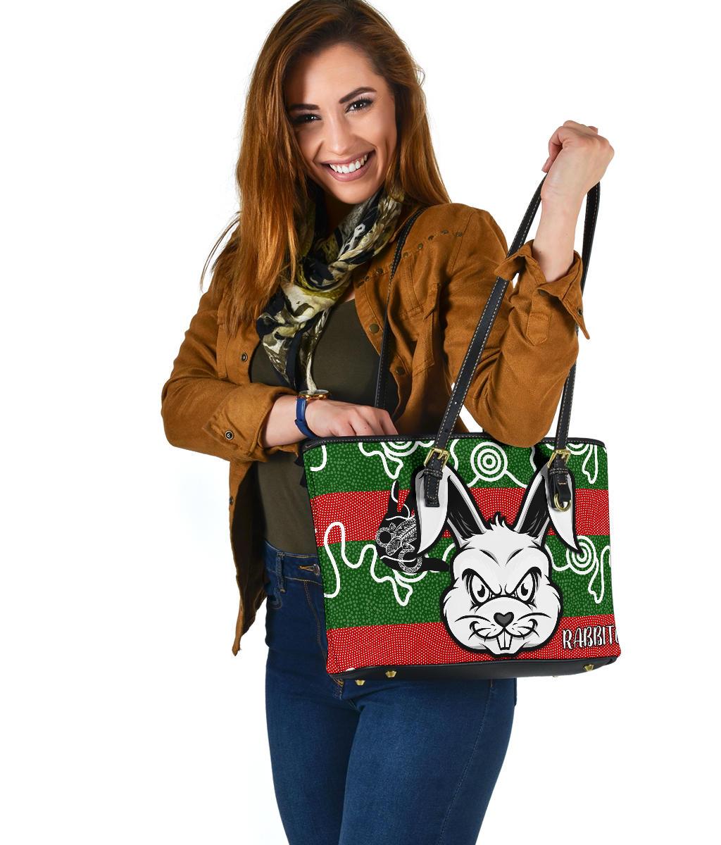 rabbitohs-indigenous-small-leather-tote-rabbit-head